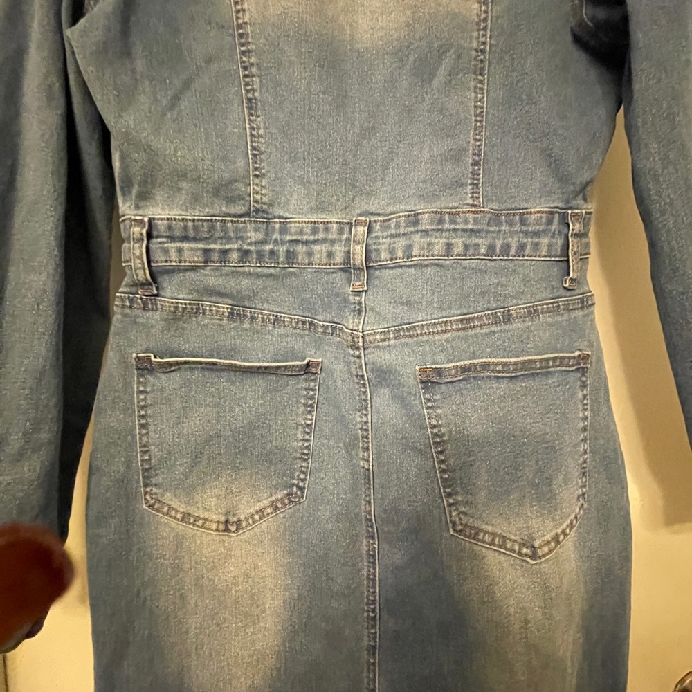 Denim Button-Up Long Jacket - Picture 7 of 9